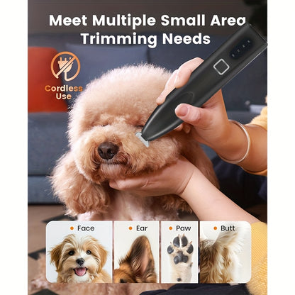 Professional Pet Grooming Scissors  Cordless Trimmer Set  Low Noise  USBBattery LED  Paws Face Sensitive Areas