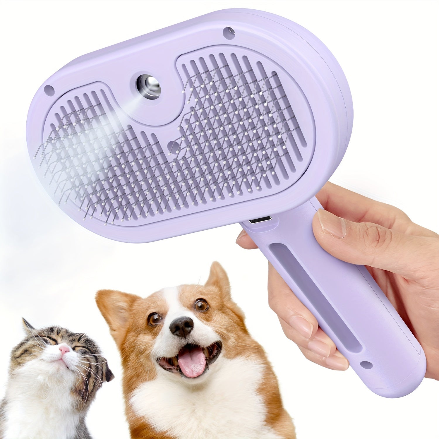 LIVEKEY Steamy Cat  Dog Grooming Brush for Shedding  Wet Pet Hair Brush with Steam Technology