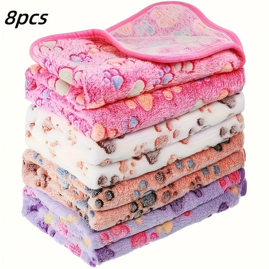 Dozpets Machine Washable Soft Flannel Pet Blankets 8 Pack  Cozy Polyester Fiber for Dogs  Cats