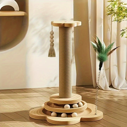 Sisal Cat Scratching Post  Climbing Tower  DualSided Vertical Pillar  Modern Pet Furniture