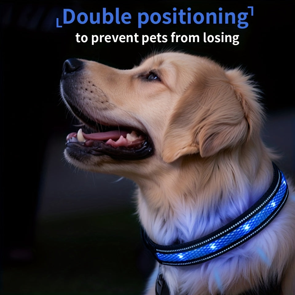Rechargeable LightUp Dog Collar with Airtag Compatibility  Night Walk Mode  Safe  Durable Pet Tracker Accessory
