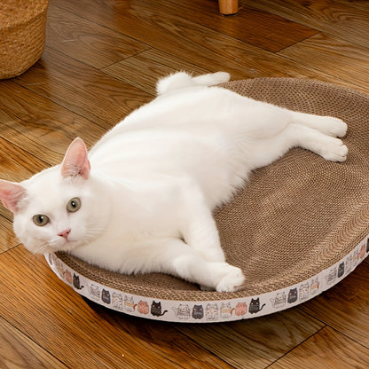Deluxe Oval Cat Scratcher Lounge  Cozy Pet Bed  Durable Corrugated Cardboard Pad